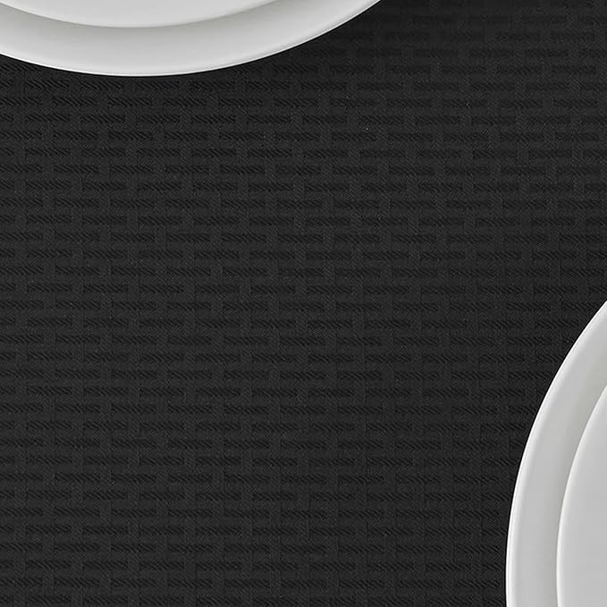 maxmill Tablecloth Weaved Texture Stain Resistant Waterproof, Wrinkle Resistant Washable Table Cloth, Fabric Table Cover for Dining Room, Indoor Outdoor Use, Rectangle 60 x 120 Inch, Black