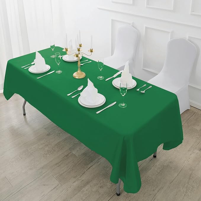Fokitut 2 Pack Waterproof Rectangle Tablecloth, 60x102 Inch, Stain Resistant and Wrinkle Polyester Table Cloth, Fabric Table Cover for Kitchen Dining, Wedding, Party, Holiday Dinner-Emerald