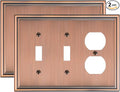 2-Pack Combo Double Toggle/Single Duplex Outlet Covers, Durable Zinc Alloy Decorative Switch Plate Covers, Antique Copper 4 Gang Switch Plates, Corrosion Resistant