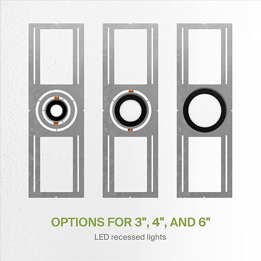 ASD 24 Pack New Construction Mounting Plate with Symmetric Round Hole - 3-4-6" Flat Steel Rough-in Wafer Light Bracket, LED Recessed Lighting Housing