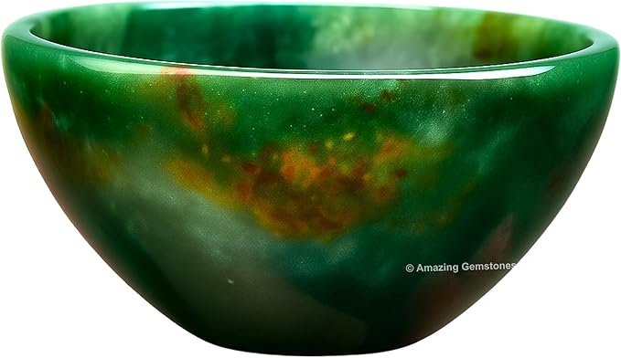 Bloodstone Crystal Bowl - 2 Inch Decorative Bowls for Room and Home Decor - Gemstone Healing Crystals for Elegant Display, Positive Energy Balance and Gift
