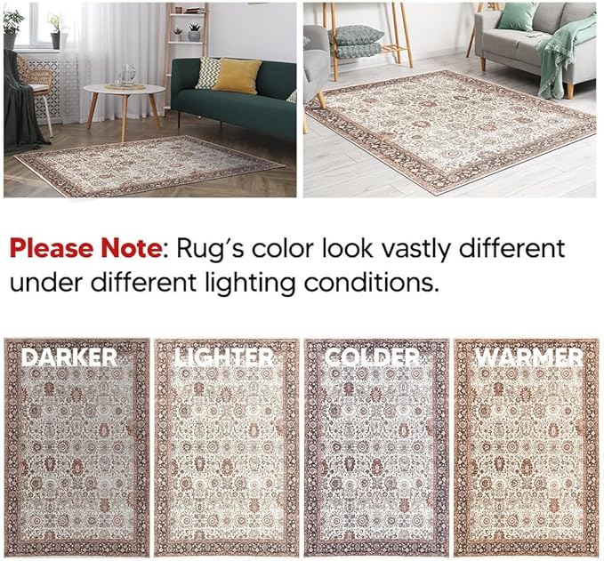 Keen Home Design 3x5 Rug - Machine Washable Entry Rug with Non-Slip Backing, Ideal for Enteryway, Kitchen, Bathroom, Laundry Room - Vintage, Easy Clean, Durable, Low Pile - (3' x 5')