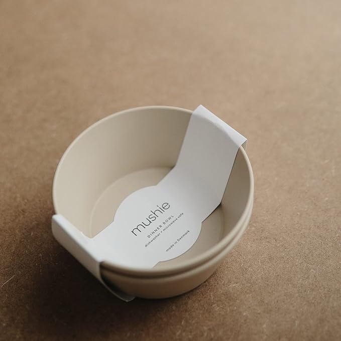 mushie Round Dinnerware Bowls for Kids | Made in Denmark, Set of 2 (Vanilla)