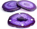 Purple Agate Slices Large Crystal Geode Coasters Set of 4 with Rubber Bumpers - Unique 4-5 Inch Dyed Stone Drink Cup Coasters for Home Decor, Coffee Table, Bar Accessories