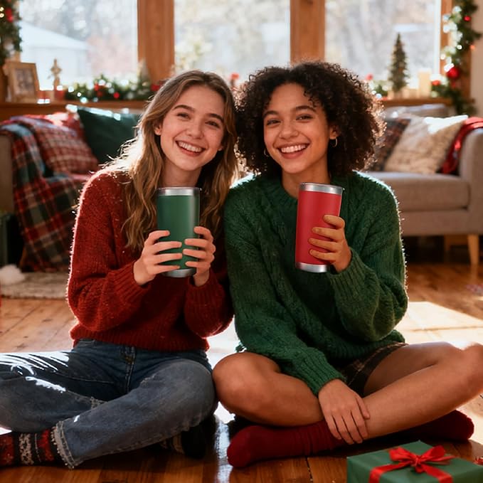 20 oz Tumbler Bulk with Lid Stainless Steel Insulated Tumblers Double Wall Vacuum Coffee Mug Powder Coated Tumbler Cups for Cold and Hot Drinks, Orange, 12 pack