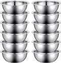 Pinkunn 12 Pcs Stainless Steel Mixing Bowls, Nesting Metal Salad Prep Bowls Bulk Reusable Baking Food Container Large Medium Small for Kitchen Hotel Restaurant Cooking, Silver (10.2 x 3.26 Inch)