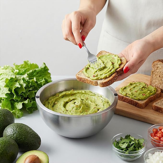 Dip Bowl,Large Heat Insulated Stainless Steel Bowls Ideal for Guacamole Salsa,Double Walled Insulated Cold or Hot Serving Bowl for Parties outdoor(1,35 oz)