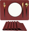 Red Reversible Faux Leather Placemats – Set of 6 Waterproof, Heat-Resistant & Easy-to-Clean Table Mats for Modern Dining