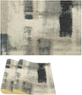 Gradient Placemat Set, Modern Minimal Fashion Abstract Beige Grey Blue Art Oil Painting Brush Strokes Patchwork Pattern Home Decor Linen Table Mats for Dining Room Kitchen Party (17x12in) x2P