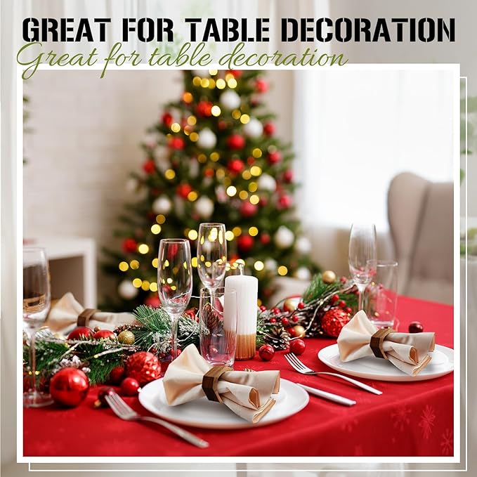 Zhehao 50 Pcs Wood Napkin Rings Bulk Acacia Handmade Dining Table Napkin Holder Buckles for Winter Spring Valentine's Day Wedding Dinner Harvest Holiday Table Decoration(Octagon,Brown)