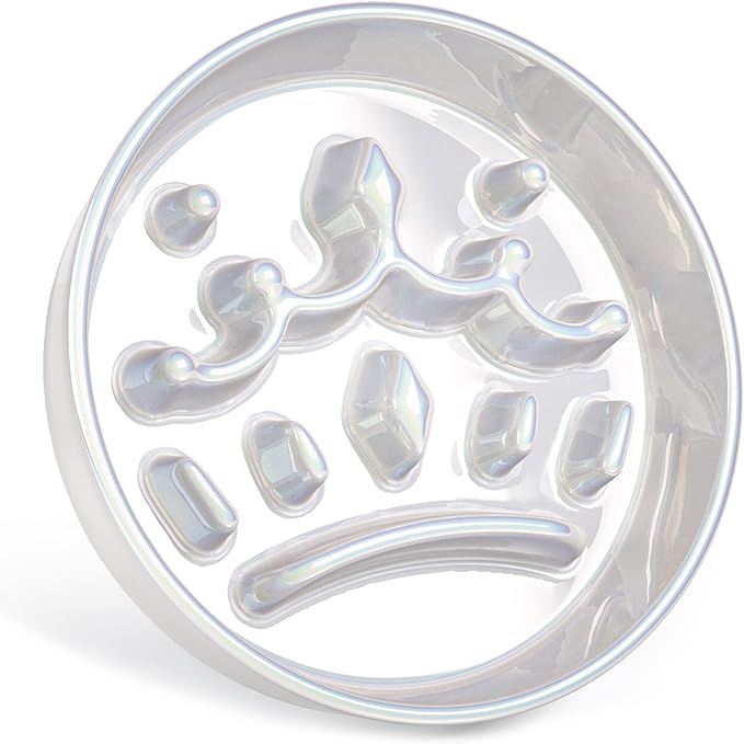 LE TAUCI Ceramic Slow Feeder Dog Bowls Small Breed, 0.6 Cups Dog Food Dish for Fast Eaters, Puzzle Bowl for Small Dogs and Cats,Crown Silver