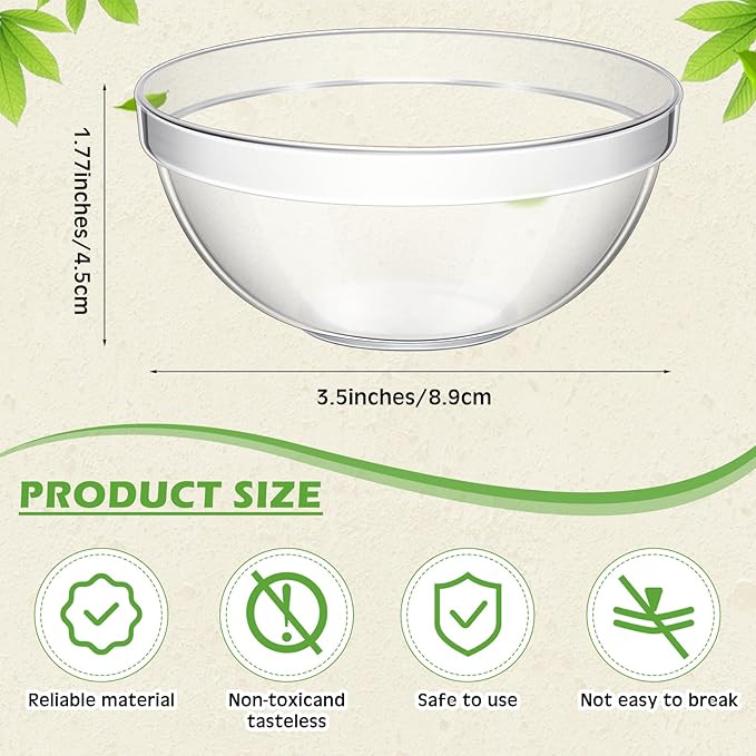 30 Pcs 3.5'' 4 oz Small Clear Plastic Bowls Mini Meal Prep Bowl Round Stackable Ingredient Containers for Dipping Sauce, Spice, Nuts, Snack, Ice Cream, Candy Dishes, Dessert Bowls
