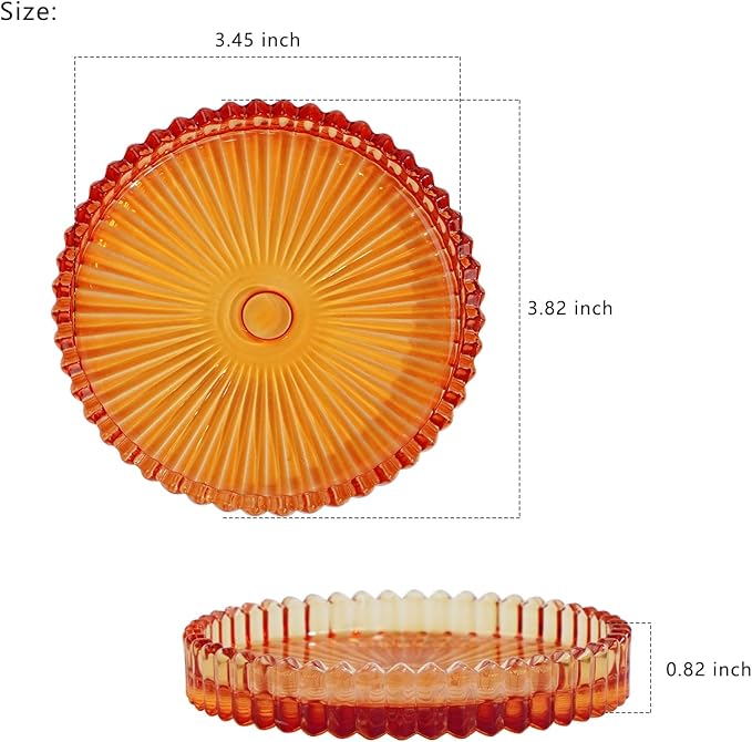Glass Coasters 12 Pack,Round Cup Coasters,Crystal Coasters Coffee Coaster Table Coasters Pub Coaster,Glass Tray,Cup Pallet,Jewelry Storage,Amber