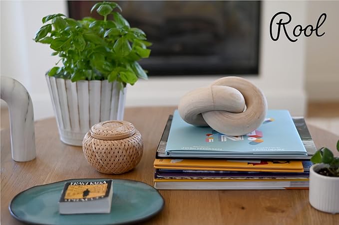 Rool Coffee Table Decor Book Shelf Decor Accents Home Decor Console Table Decorative Items Living Room Wood Knot Decor Chain Link Decorations Beige