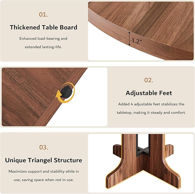 iPormis 59" Round Extendable Dining Table for 4-6, Modern Kitchen Table with Heavy Duty Pedestal Base & Wooden Top, Oval Dining Room Table for Dining Living Room, Easy Assembly, Walnut