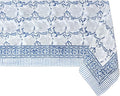 ATOSII ‘Santorini’ 100% Cotton Fall Tablecloth, Handblock Print Blue Square Table Cloth for Kitchen I Dining Table Linen I Parties Wedding Christmas Thanksgiving I Fall Decor 60 X 60 Inches