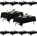 10-Pack 60x144 inch Black Table Cloths, Solid Stain and Wrinkle Resistant Oblong Tablecloth, Premium Plain Weave Polyester Fabric Rectangle Table Linen Covers for Hotel, Banquet