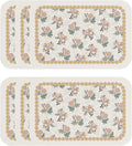 ISAENNE Designer PVC Placemats Set of 6,Rectangular Floral Placemat, Waterproof and Heat-Resistant,Decoration for Kitchen, Dining, Party,Holiday, New Year,12"*17"