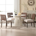 Farmhouse Dining Chairs Set of 4 Linen Fabric Upholstered Accent Side Chair, Mid Century Modern Kitchen & Dining Room Chairs with Woven Rope Back for Home, Living Room, Bedroom - Beige