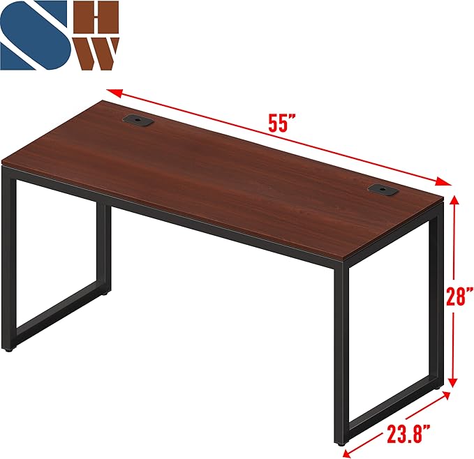 SHW 55-Inch Commercial-Grade Office Computer Desk, Cherry