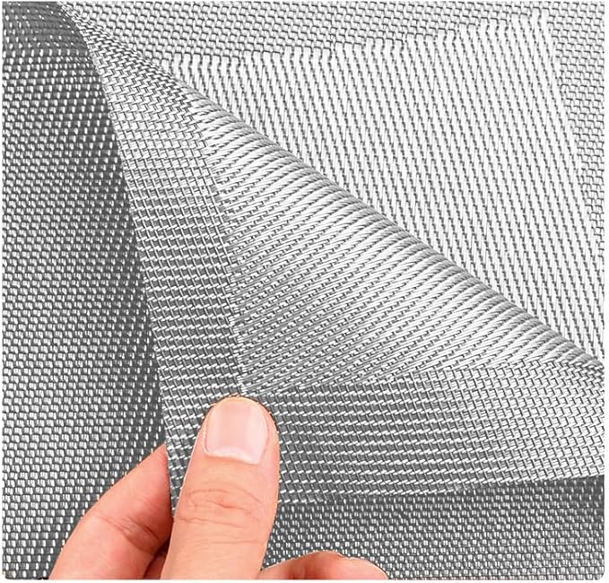 Wedge Placemats for Round Dinner Table Woven Vinyl Wipe Clean Non Slip Plastic Table Mats Set of 6（Grey）