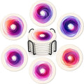 Boho Set of 6 Coasters for Drinks Absorbing Round Ceramic Stone Coaster with Cork Base,Tabletop Protection Mat for Mugs and Cups,Office,Kitchen (Colorful Halo)