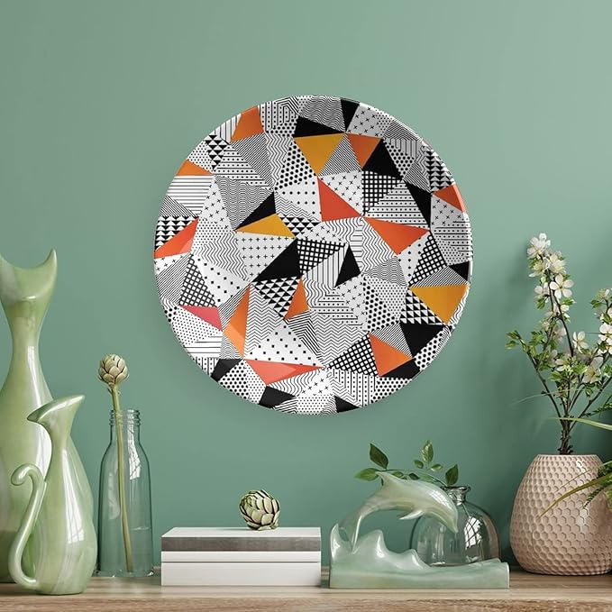 Ceramic Plates, Abstract Decor Decorative Ceramic Plates, Fashionable Polygonal Artwork Panes Craft Projects, 7 Inch, Household Plates Decorative, Multy