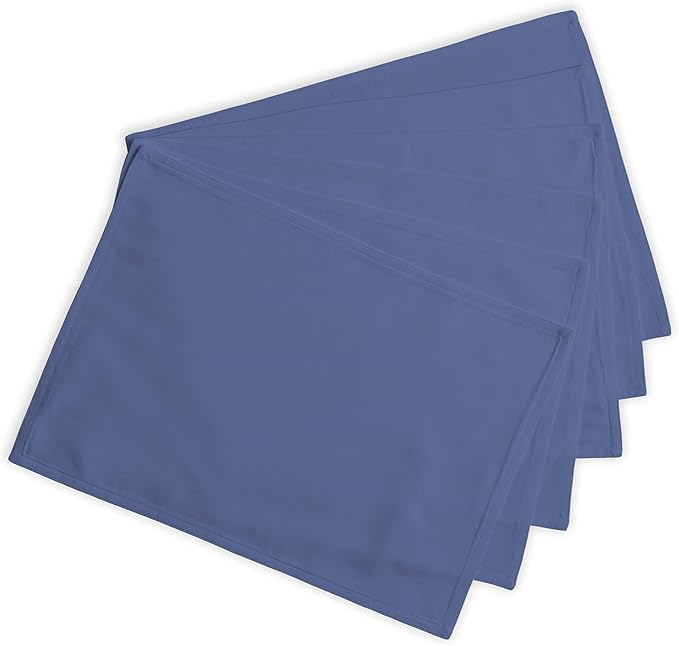 Calicot Placemats Set of 6 100% Cotton Washable Cloth Place Mats, Reusable Table Mats for Spring/Summer & Thanksgiving Christmas Decorations Kitchen Dining Party Wedding (Blue Grey, 13" x 19")