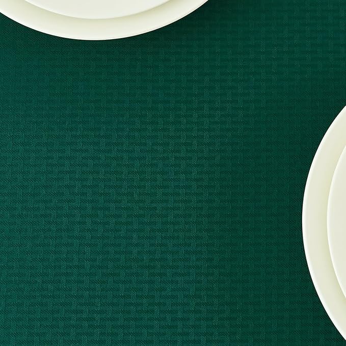 maxmill Weaved Texture Tablecloth Water Resistance Antiwrinkle Spillproof Soft Washable Christmas Table Cloth for Dining Room, Banquet Parties Holiday Dinner, Rectangle 60 x 108 Inch, Hunter Green