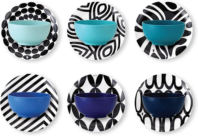 French Bull Melamine Mini Bowls, 6-Piece Set, Small Serving Bowl – Snack, Condiment, Dip, Dessert, Ice Cream – Shatter Proof, Food-Safe, BPA Free, Dishwasher Safe, 4” 10 oz - Shades of Blue
