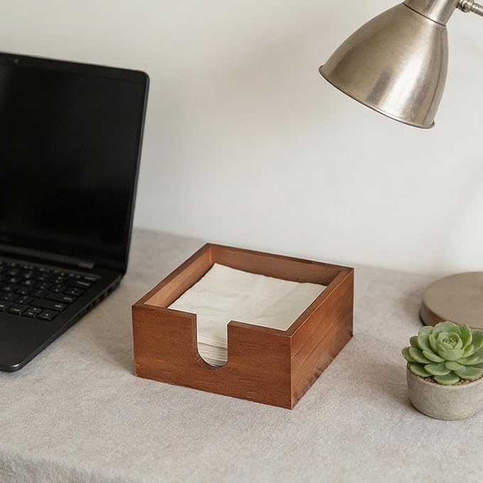Sticky Note Holder Table Napkin Holder Multifunctional Wooden Tabletop Napkin Dispenser for Kitchen Counter Desk Decoration