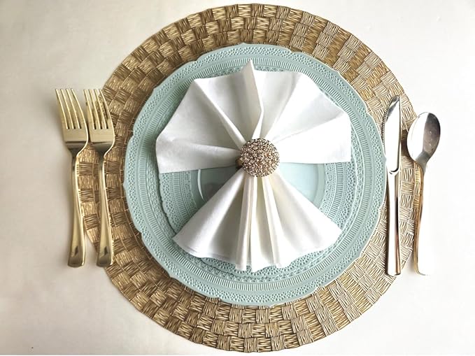 " OCCASIONS " 640pcs set (80 Guests)-Extra Heavyweight Vintage Wedding Disposable/Reusable Plastic Plates 80 x 11'' + 80 x 8.25''+Silverware+Cups+Napkins (Chateau in Mint)