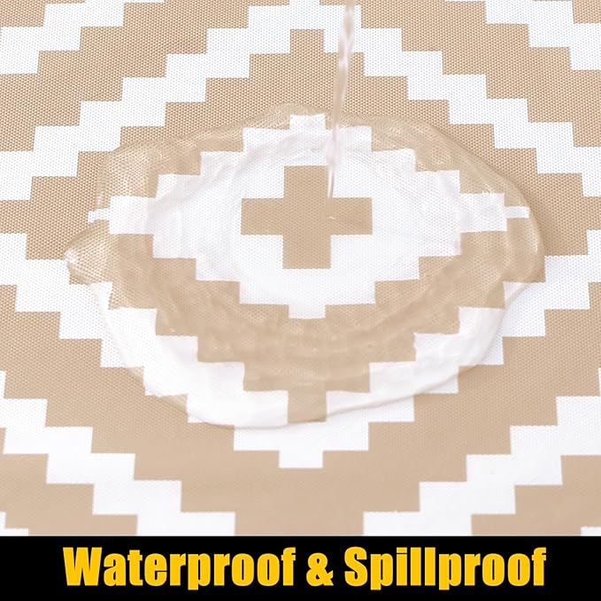 Smiry Rectangle Table Cloth Cover, Waterproof Elastic Fitted Picnic Tablecloth for 5 Foot Tables, Wipeable Flannel Backed Vinyl Tablecloths for Camping, Dining, Outdoor (Khaki, 30" x 60")