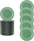 100 Pcs Green Charger Plates Bulk, 13 Inch Antique Plastic Round Chargers Set, Textured Decorative Dinner Plates for Wedding Party Banquet Event Festival Table Decoration (Green)