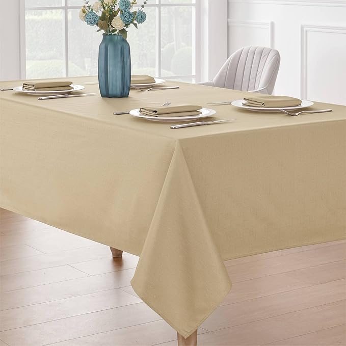 Faux Linen Rectangle Tablecloth Waterproof 60x104 inch Table Cloth Stain and Wrinkle Resistant Washable, Decorative Fabric Table Cover for Dining, Kitchen, Wedding and Parties, Coffee