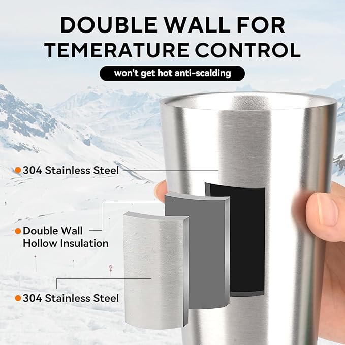 5 Pcs 12 oz Small Metal Cup, Double Wall Vacuum Stainless Steel Insulated Cup, Reusable Camping Cups Unbreakable Indoor Outdoor for Party, Home, Office, BBQ, Silver