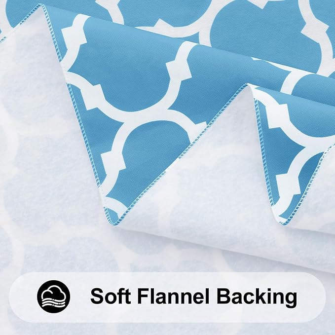 Smiry Rectangle Table Cloth, Waterproof Vinyl Tablecloth with Flannel Backing for Rectangle Tables, Wipeable Spillproof Plastic Tablecloths for Dining, Camping and Indoor (54"x108", Light Blue)