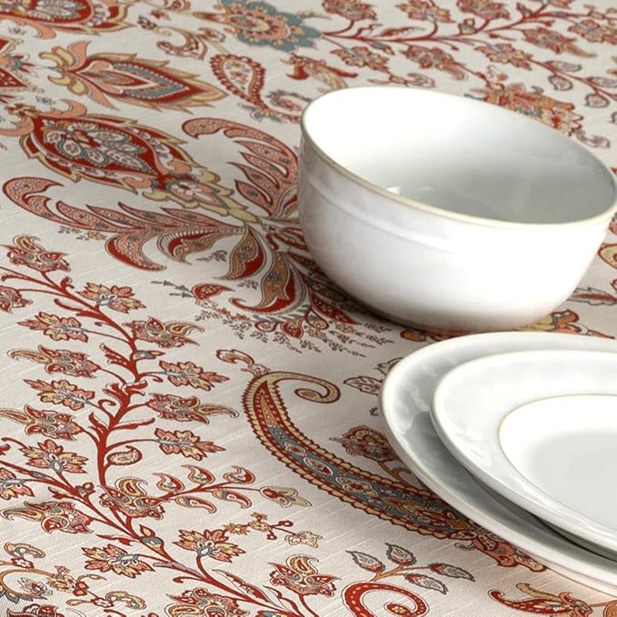 Maison d' Hermine Table Cloth Rectangle Table 100% Cotton 70 x 108 Inches Fall Tablecloth Reusable Everyday Use for Thanksgiving Christmas Decorations Dining Farmhouse Party (Cachemire)