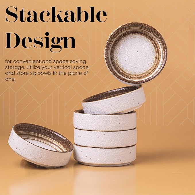 Vikko Small Dipping Bowls, Set of 4 Mini Soy Sauce Dish, 3" Stoneware Cups for Dips, Condiments, Charcuterie Boards - Microwave and Dishwasher Safe