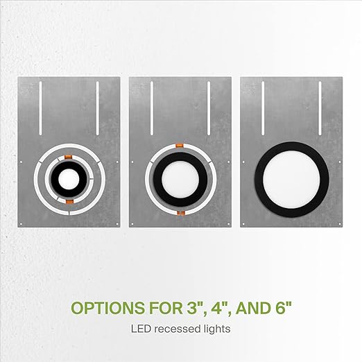 ASD 13 Inch New Construction Mounting Plate with Asymmetric Round Hole - 3/4/6 Inch Flat Steel Rough in Wafer Light Bracket, Shallow LED Recessed Lighting Housing, 24 Pack