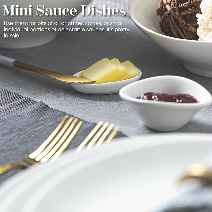 Vikko Mini White Plate for Butter or Sauce, 3.4 Inch Small White Porcelain Plate Set of 6, Dishwasher Safe