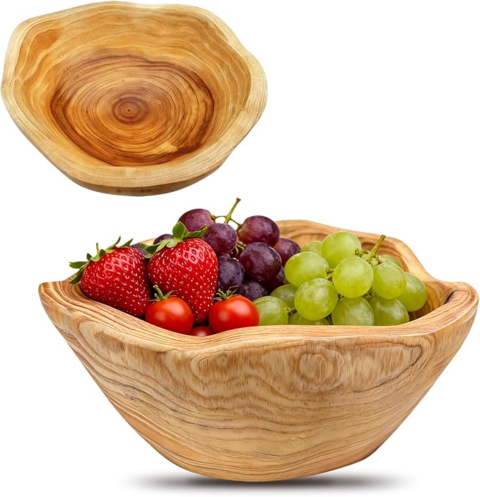 Natural Wood Fruit Bowl 6-8in - Irregular Creative Wooden Decorative Bowl for Kitchen Counter,Wooden Serving Bowl for Salads Snacks Keys and Home Decor (6-8in/15-19cm)