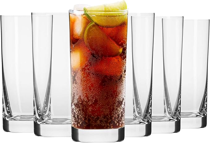 Krosno Highball Glasses, Set of 6, 11.8 oz, Blended Collection, Crystal Glass, Perfect for Everyday, Multipurpose Glasses, Dishwasher Safe, Made in Europe