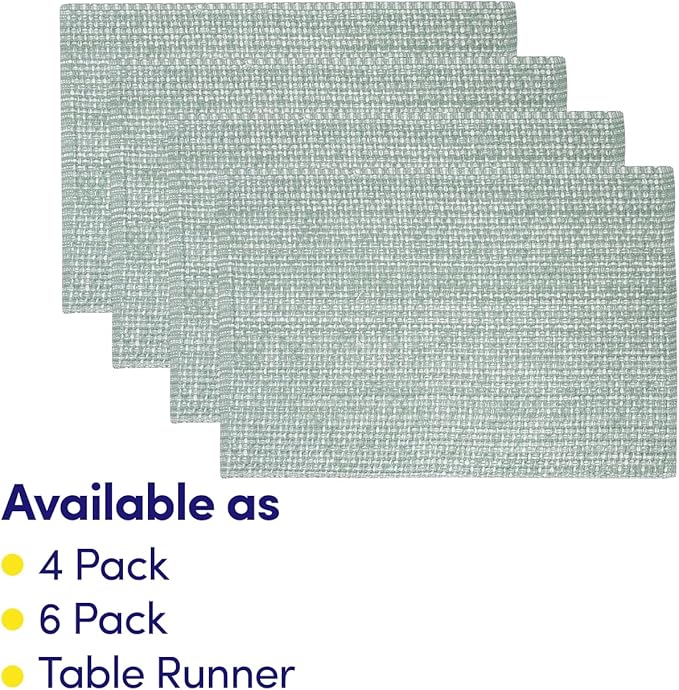 Sweet Home Collection 100% Cotton Placemats for Dining Room Rectangle Two Tone Woven Fabric 13" x 19" Soft Durable Table Mat Set, Set of 4, Pale Green