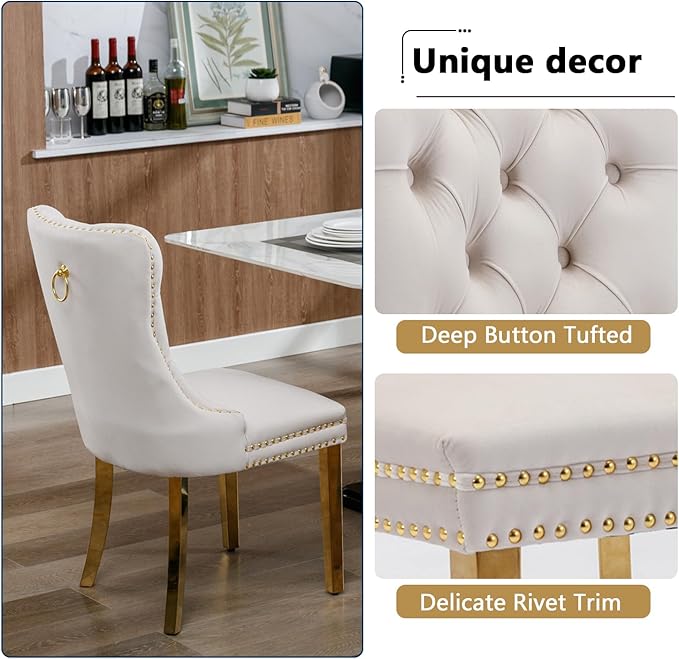 5 Piece Glass Dining Table Set,70" Dinner Room Glass Table Set for 4,Modern Kitchen Dinner Table Set with Stainless Steel Base and 4 Upholstered Velvet Dining Chairs for Living Dining Room