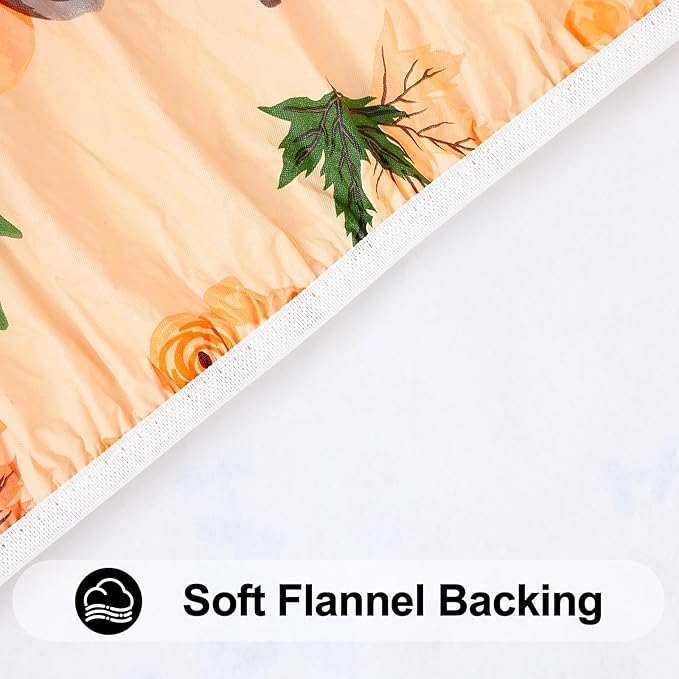Smiry Plastic Thanksgiving Tablecloth, Pumpkin Wipeable Flannel Backed Vinyl Tablecloths for 6 Foot Tables, Waterproof Elastic Fitted Table Covers for Autumn Harvest, Parties (Orange, 30x72 Inches)