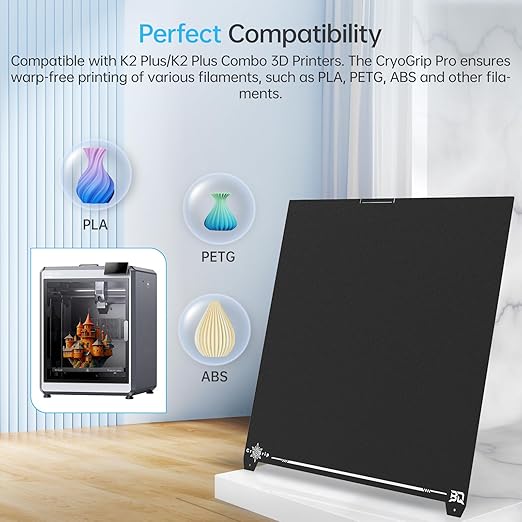 BIQU CryoGrip Pro Frostbite for K2 Plus 370x370mm Cold Build Plate Room Temperature Print Double Sided Upgrade Plate Removable Surface Platform