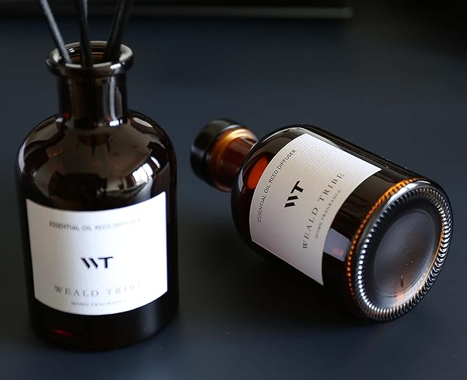 WEALD TRIBE Reed Diffuser Set for Bathroom Air Fresheners, Oil Diffuser Sticks | Sage & Sea Salt Scent 4.0 fl oz Home Fragrance with Sticks Defusers | House Bedroom Office Shelf Decor