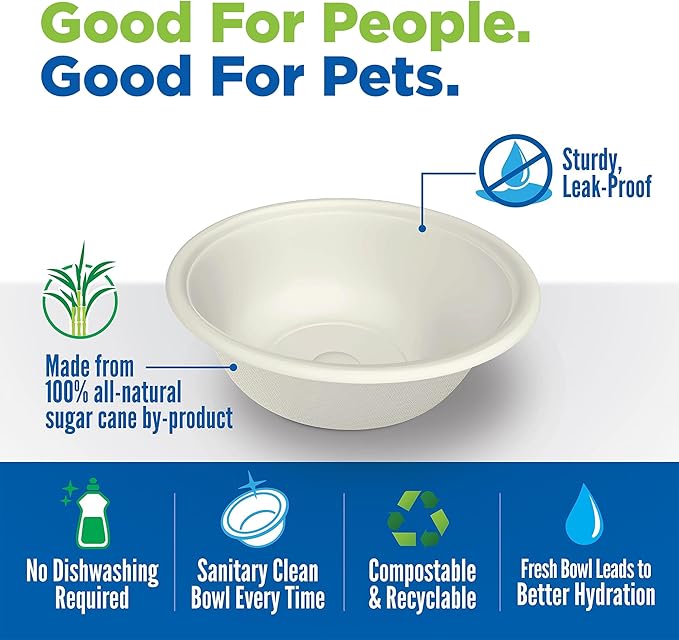 Kinn Kleanbowl Pet Bowl Stainless Steel Frame with Compostable Refills, 32 oz (Pack of 1) – Spill-Proof Stable Disposable Dog Bowls for Easy Cleaning and Healthy Pets, No Plastic