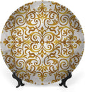 Decorative Plates, Victorian Print Ornament, Victorian Lace Floral, 10 Inch, Kitchen Wall Decor, Golden